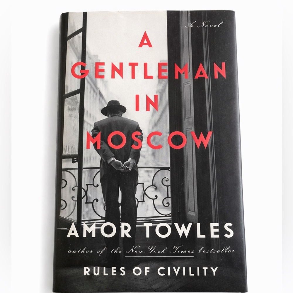 A Gentleman in Moscow by Amor Towles - Black & Red Hardcover Novel